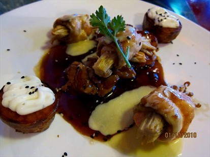 roasted chicken & salmon roll