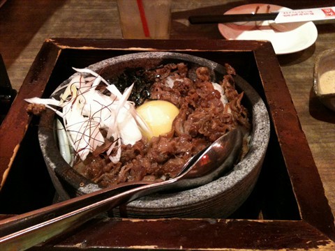 Pork rice in stone pot