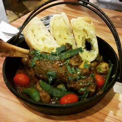 Loved the bread and sauce! Lamb shank did not taste the frozen sort!!
